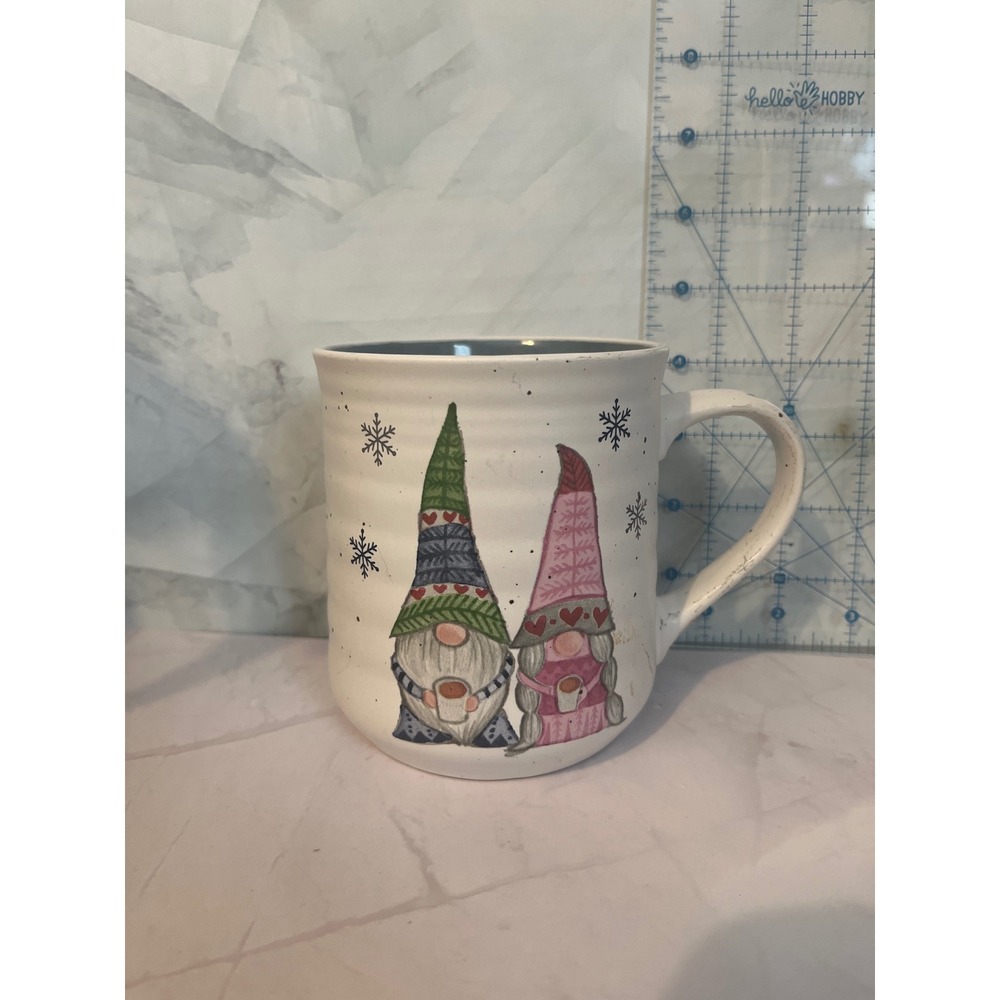 Peppermint & Pine Ceramic‎ Mug Let's Get Cozy Gnomes Snowflake Design